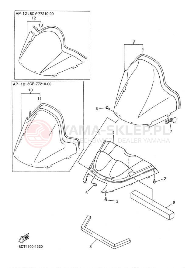 Schemat "Szyba" do Yamaha VENTURE 500 VT500F/VX500DXF