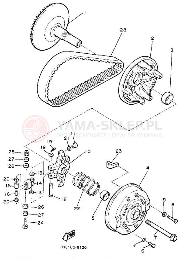 Schemat "PRIMARY SHEAVE" do Yamaha INVITER CF300L