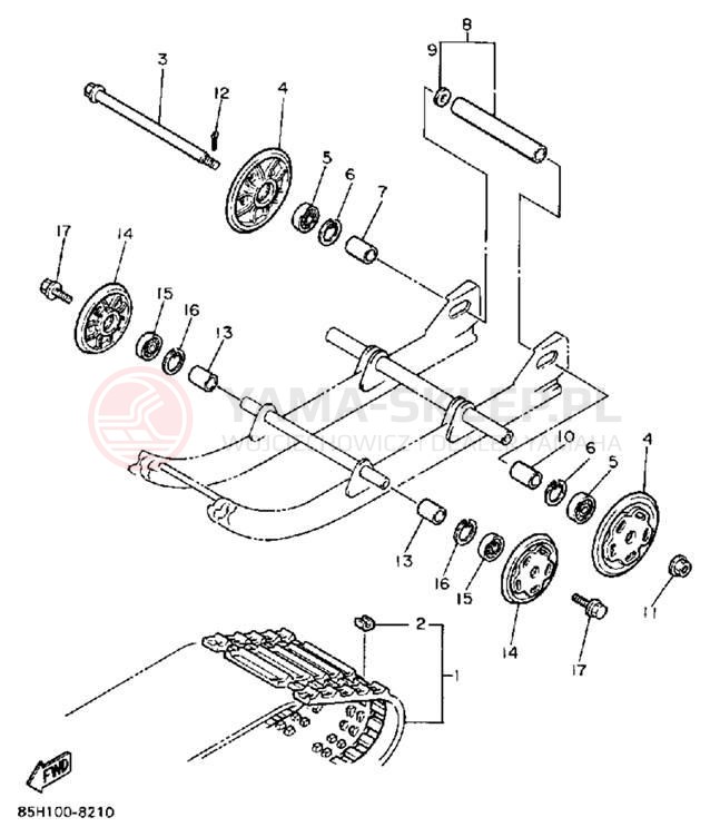 Schemat "Zawieszenie gąsiennicy" do Yamaha SNOSCOOT (ELEC START) SV80EM