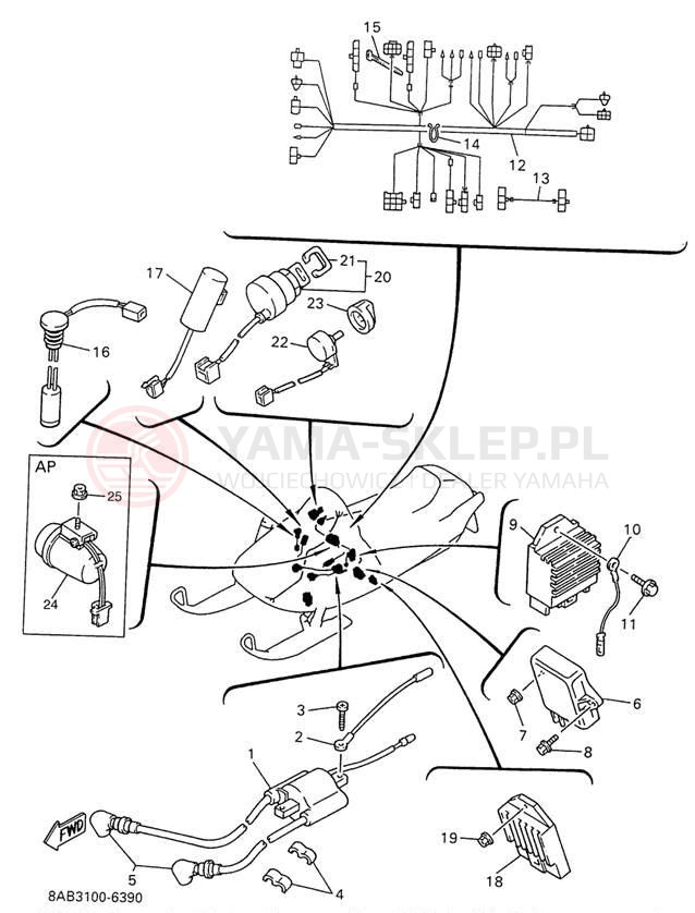 Schemat "układ elektryczny" do Yamaha VMAX 600 VX600W