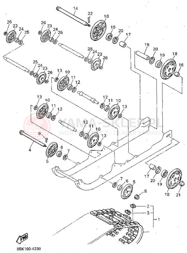 Schemat "Zawieszenie gąsiennicy" do Yamaha VENTURE XL VT480V
