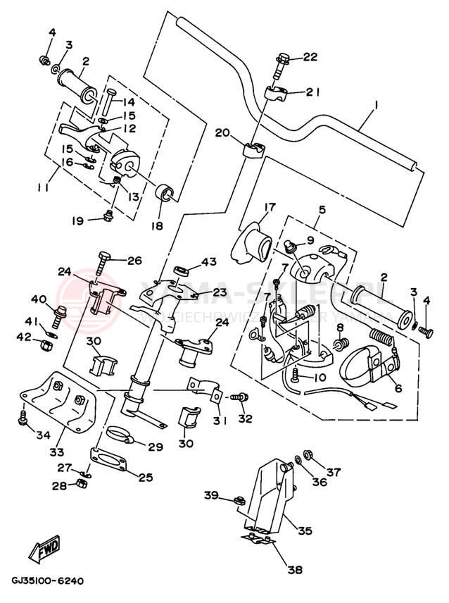Schemat "Kierownica i osprzęt" do Yamaha WAVE VENTURE 760 WVT760V