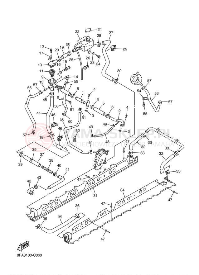 Schemat "Układ chlodzenia" do Yamaha RX WARRIOR RXW10J/RXW10SJ