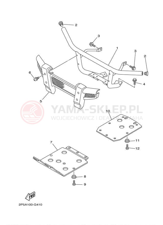 Schemat "osłona / stelaż" do Yamaha RHINO 450 HUNTER YXR45FHY