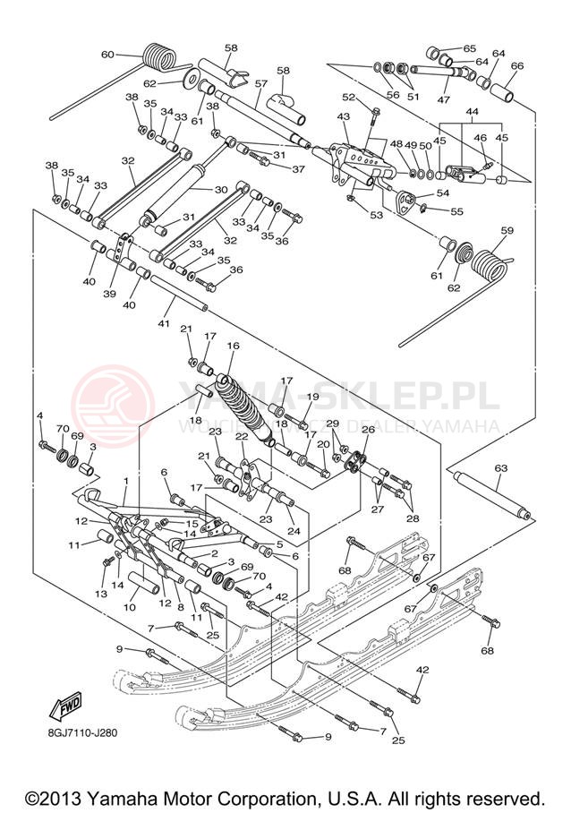 Schemat "Zawieszenie gąsiennicy" do Yamaha VENTURE LITE PZ50VTZL/PZ50VTZR