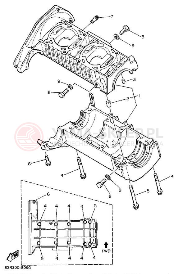 Schemat "Obudowa silnika" do Yamaha VK540 VK540ER