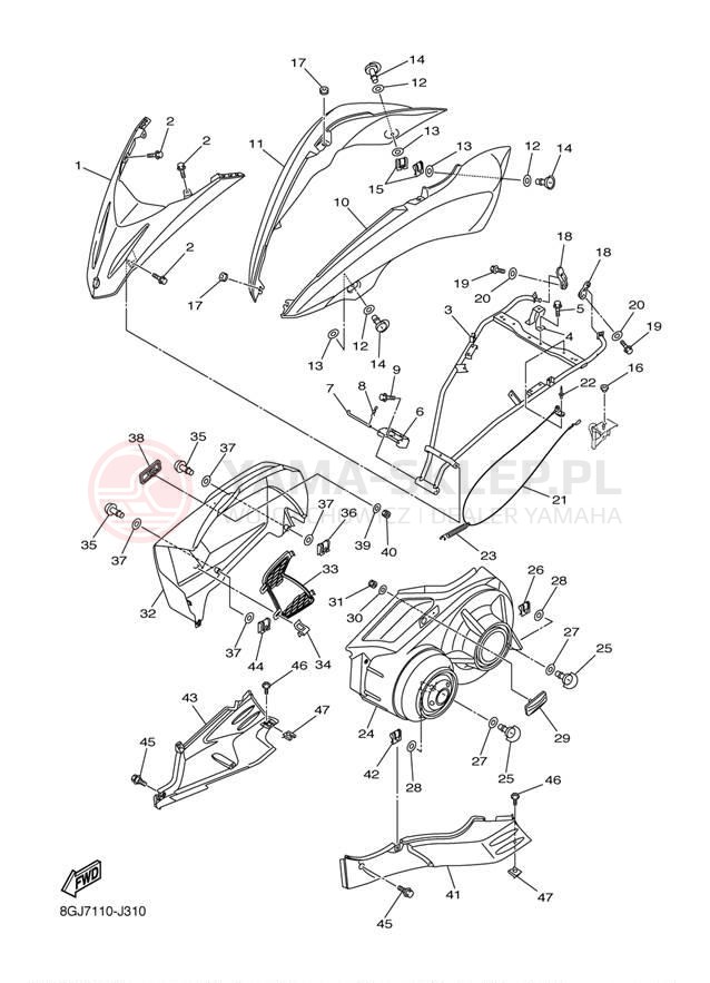 Schemat "Osłony" do Yamaha VENTURE LITE PZ50VTAW