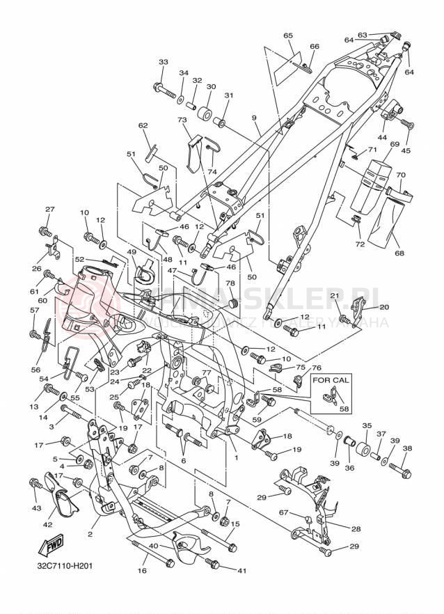 Schemat "rama" do Yamaha WR250R WR25RF/WR25RFC