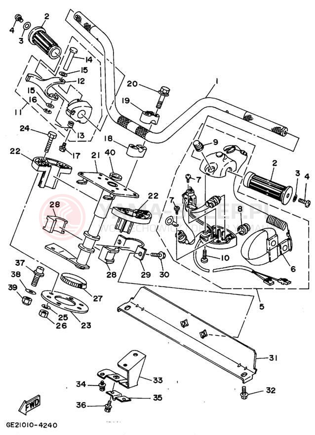 Schemat "Kierownica i osprzęt" do Yamaha WAVE RUNNER III GP WRA700S