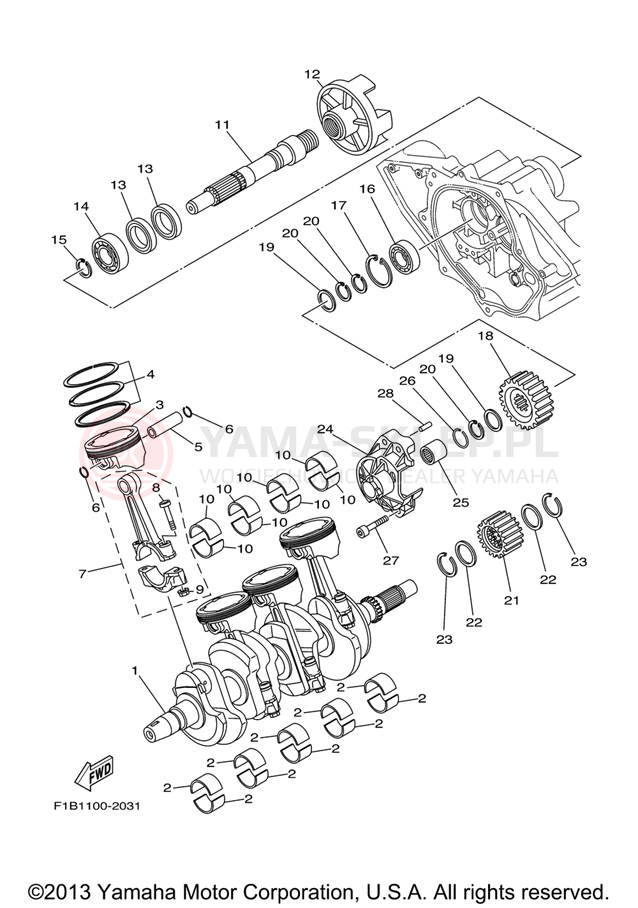 Schemat "Wał korbowy, tłok" do Yamaha FX1000G