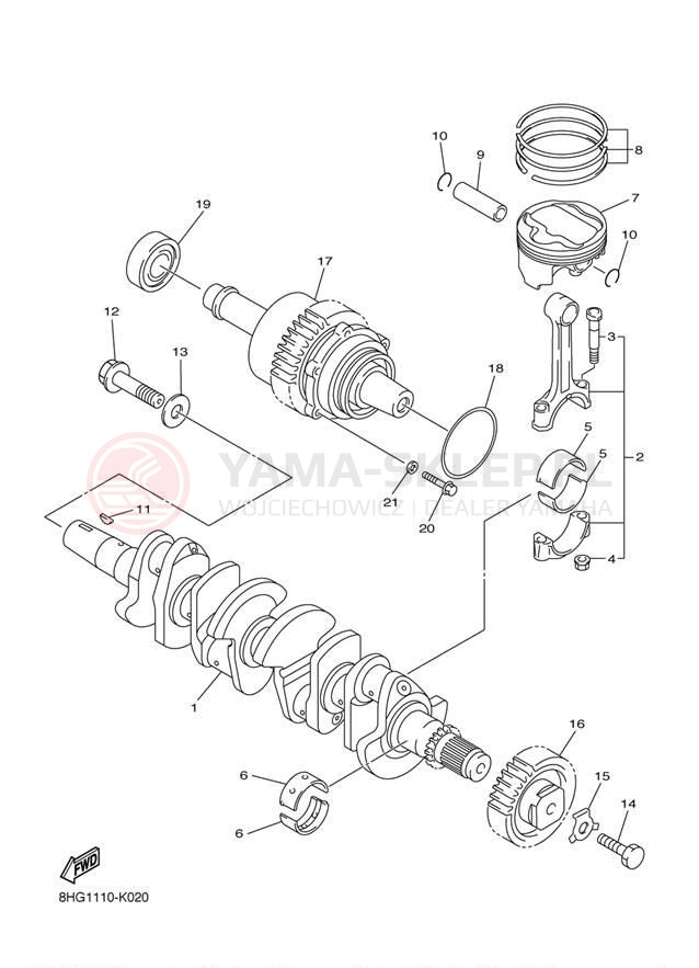 Schemat "Wał korbowy, tłok" do Yamaha APEX RX10PAL/RX10PAR