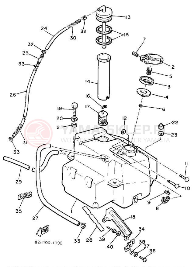 Schemat "zbiornik paliwa" do Yamaha EXCEL III EC340L
