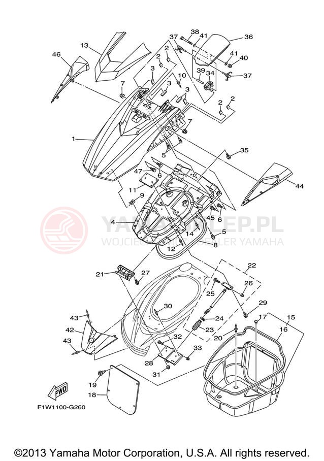 Schemat "ENGINE HATCH" do Yamaha FX SUPER HIGH OUTPUT FX1800J