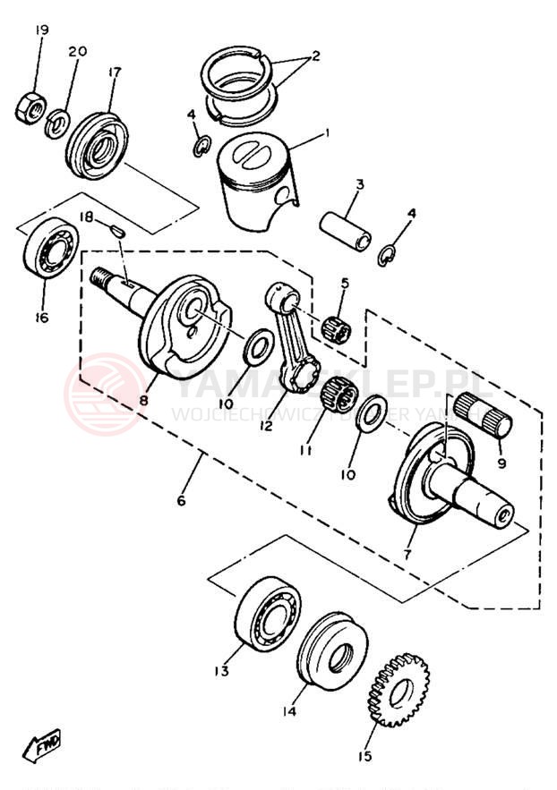 Schemat "Wał korbowy, tłok" do Yamaha BRAVO LT BR250TU