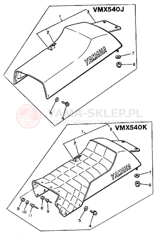 Schemat "siedzenie" do Yamaha V-MAX VMX540J