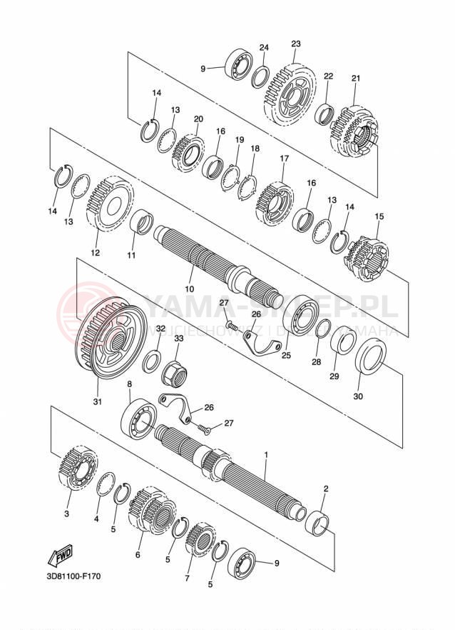 Schemat "Skrzynia biegów " do Yamaha STRYKER XVS13CFCR/XVS13CFR