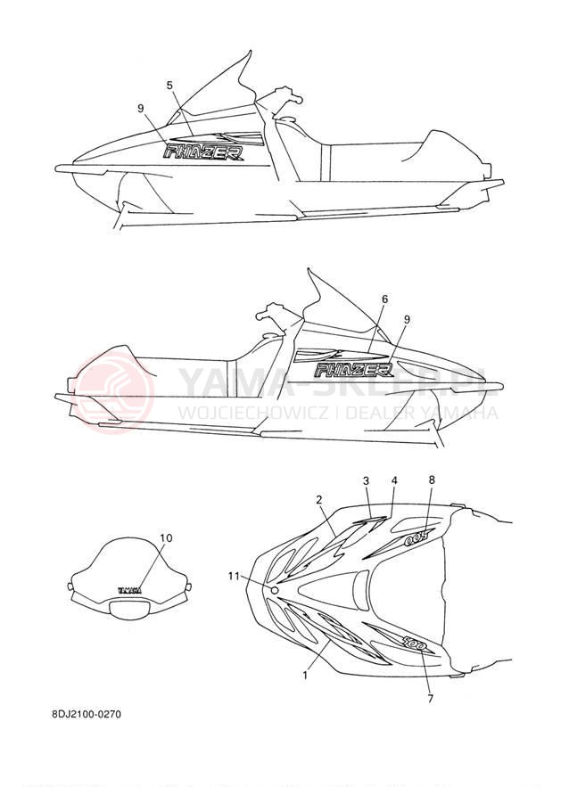Schemat "naklejki" do Yamaha PHAZER 500 PZ500D