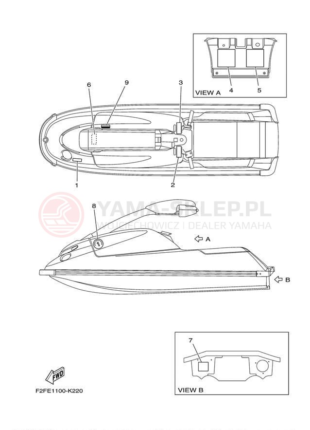 Schemat "naklejki" do Yamaha WAVERUNNER SUPER JET SJ700BK