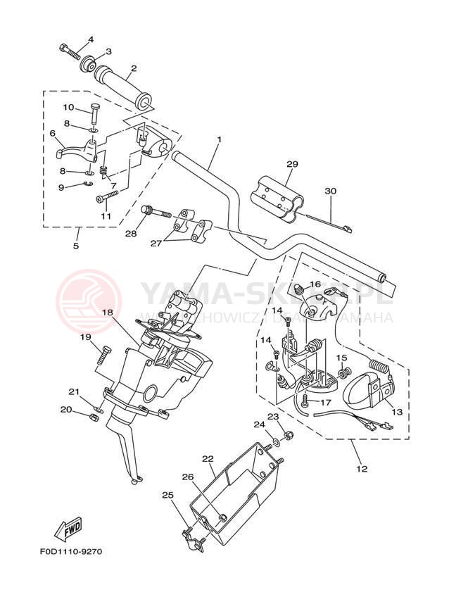 Schemat "Kierownica i osprzęt" do Yamaha XL1200 LTD XA1200Y