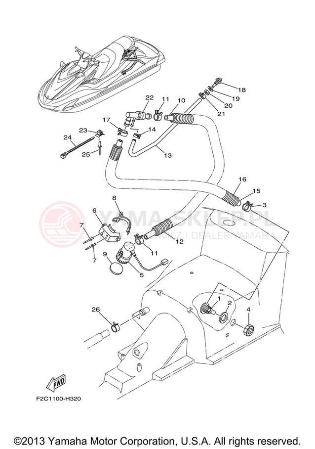 Schemat "Pompa bigle" do Yamaha WAVERUNNER FZR GX1800J