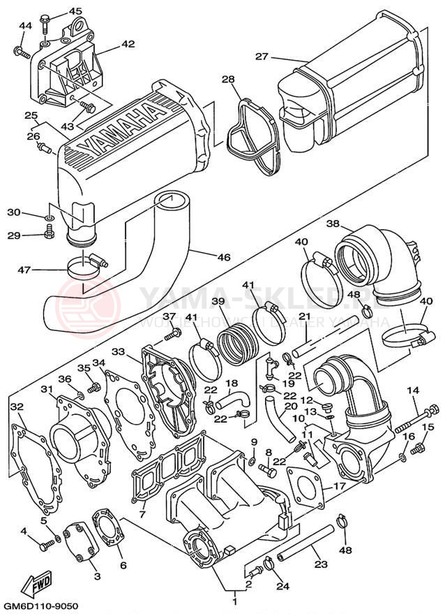 Schemat "wydech" do Yamaha SUPER JET SJ700AX