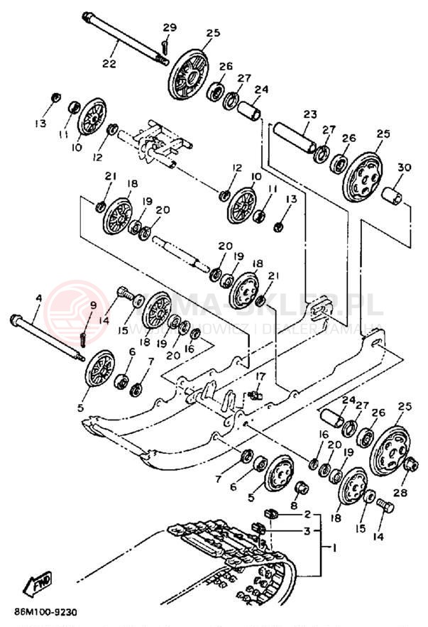 Schemat "Zawieszenie gąsiennicy" do Yamaha EXCITER EX570N