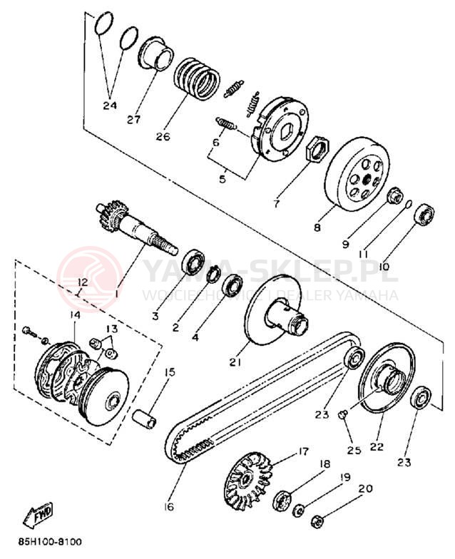 Schemat "sprzęgło" do Yamaha SNOSCOOT SV80N