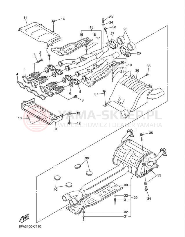 Schemat "Wydech końcowy" do Yamaha RX WARRIOR RXW10J/RXW10SJ