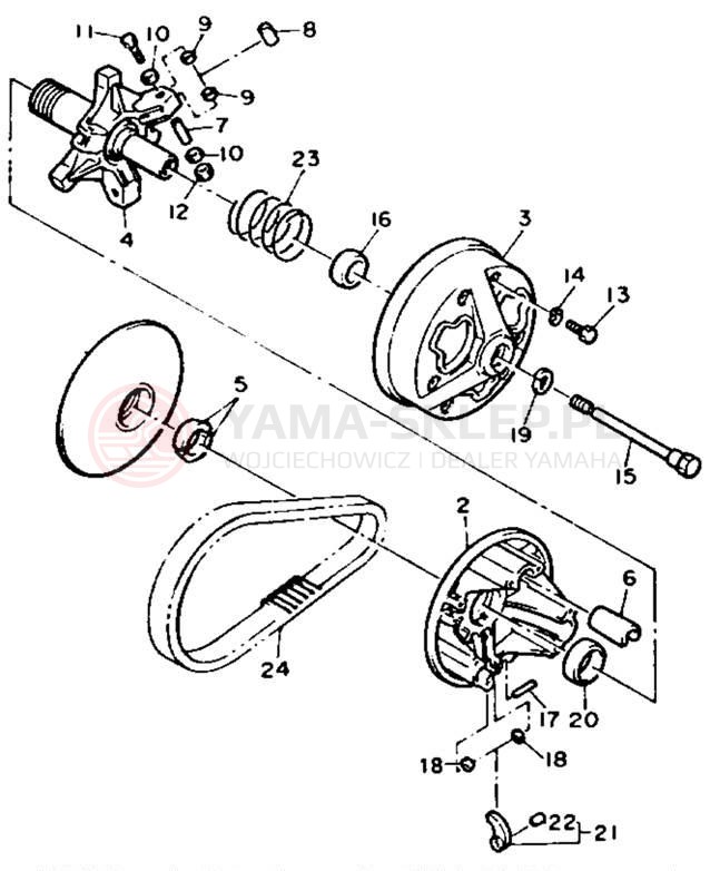 Schemat "PRIMARY SHEAVE" do Yamaha BRAVO LT BR250TU