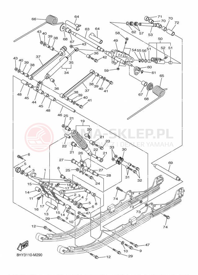Schemat "Zawieszenie gąsiennicy" do Yamaha RS VENTURE TF RST90PTFFB