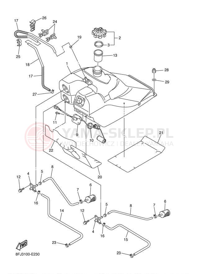 Schemat "zbiornik paliwa" do Yamaha RAGE RSG90L