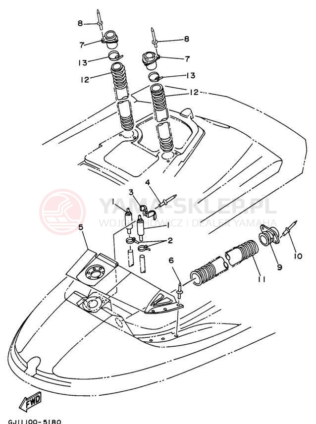 Schemat "Siedzenie i schowek" do Yamaha WAVE RAIDER 760 RA760U