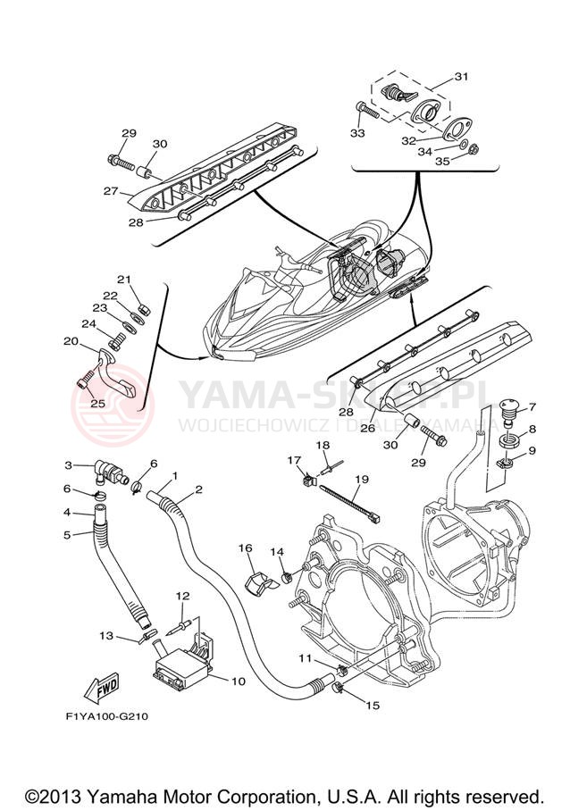 Schemat "HULL & DECK" do Yamaha FX1000G
