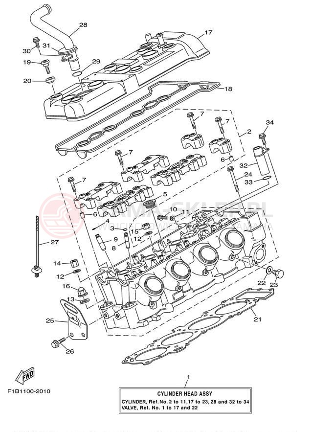 Schemat "cylinder" do Yamaha FX140 FX1000CA/FX1000A