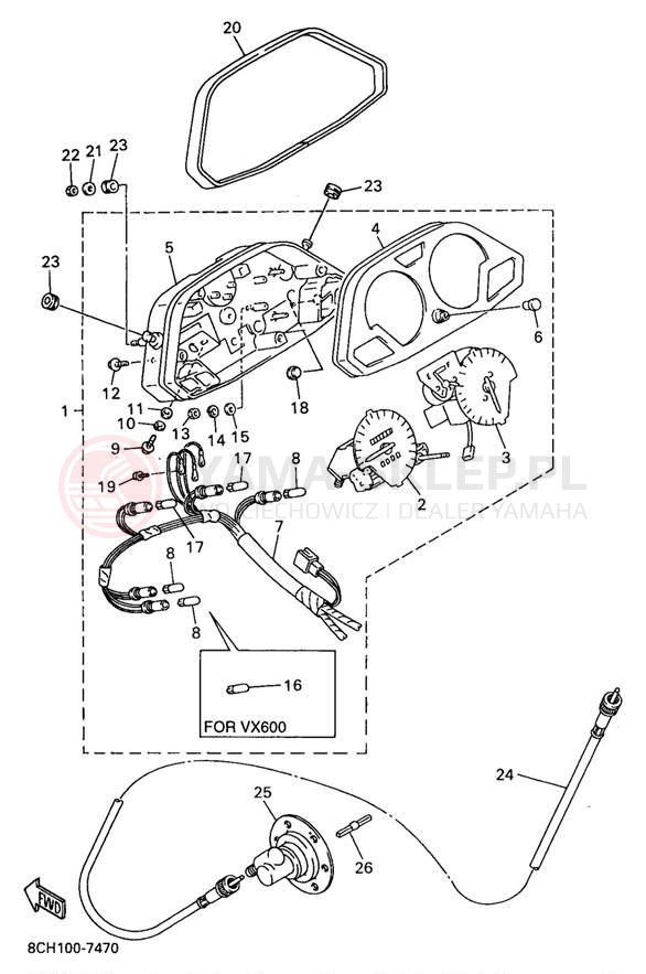 Schemat "licznik" do Yamaha VMAX 600 SX VX600SXA/VX700SXA