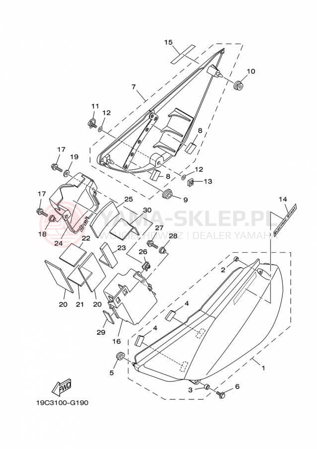 Schemat "Pokrywa boczna" do Yamaha TTR125LE TTR125LEF