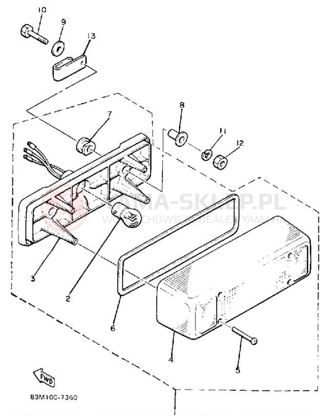 Schemat "lampa tył" do Yamaha INVITER CF300L