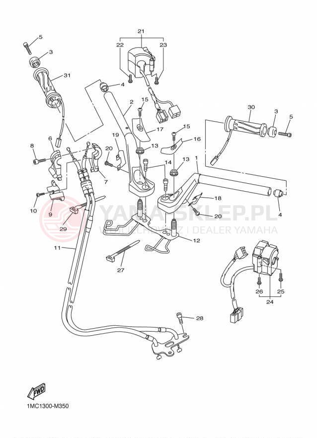 Schemat "Kierownica i osprzęt" do Yamaha FJR1300A FJR13AFC/FJR13AF