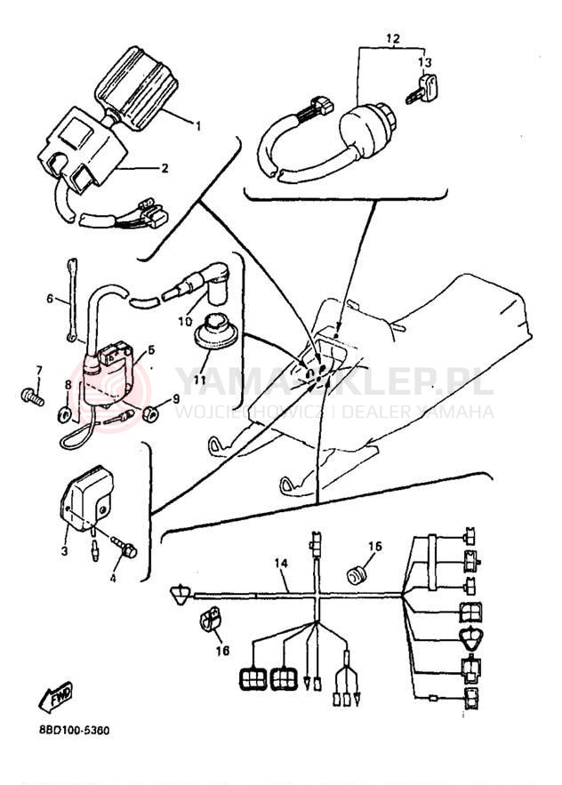 Schemat "układ elektryczny" do Yamaha BRAVO LT BR250TB