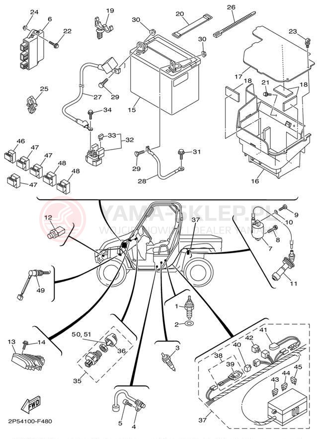 Schemat "układ elektryczny" do Yamaha RHINO 450 YXR45FW