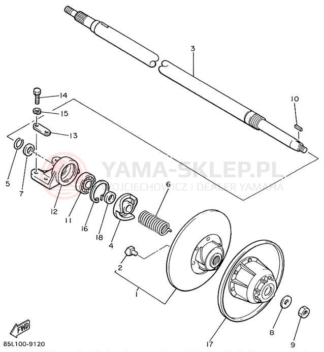 Schemat "Przeniesienie napędu" do Yamaha OVATION LE CS340EC