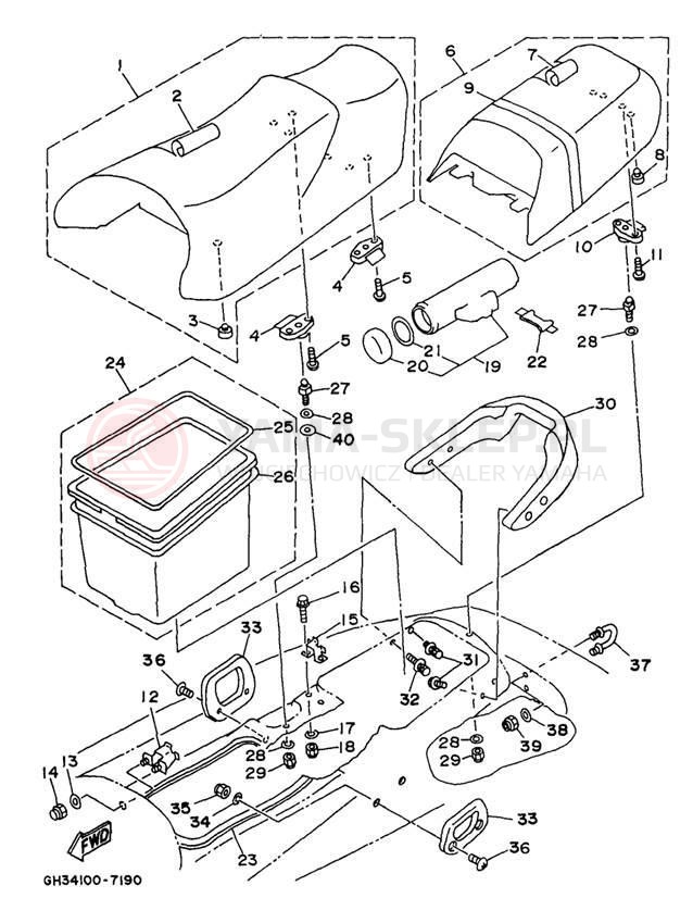 Schemat "Siedzenie i schowek" do Yamaha WAVE VENTURE 1100 WVT1100V