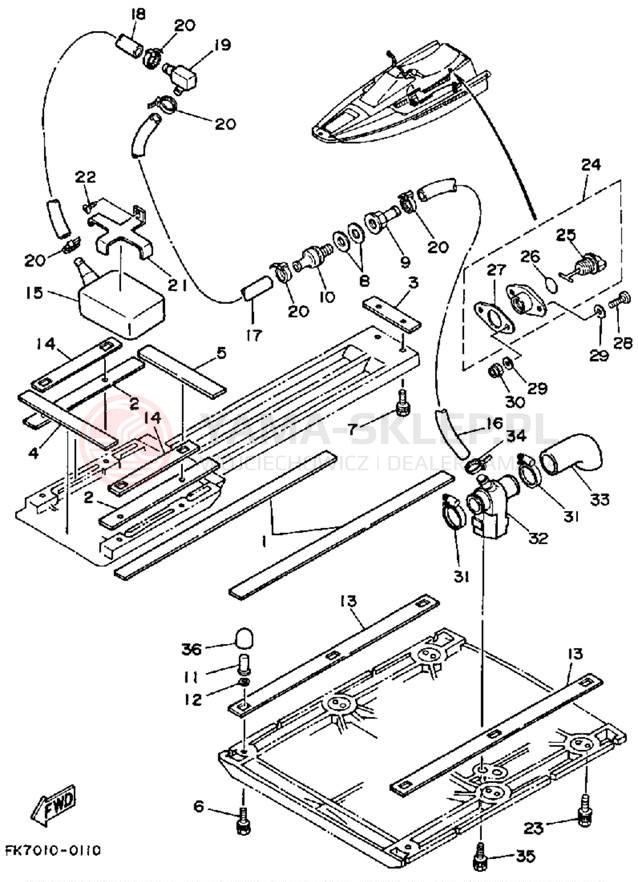 Schemat "HULL & DECK" do Yamaha WR650P