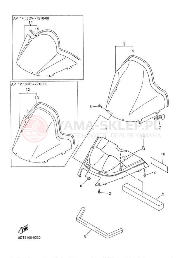 Schemat "Szyba" do Yamaha VENTURE 500 VT500D/VX500DXD