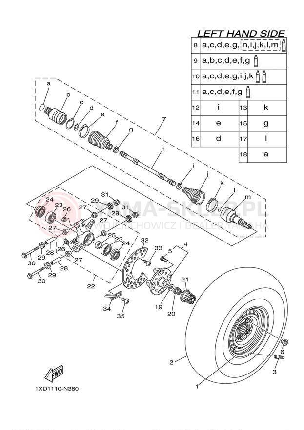 Schemat "Koło tył" do Yamaha VIKING 700 YXM700DER