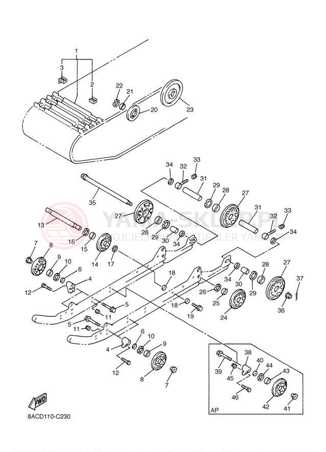 Schemat "Zawieszenie gąsiennicy" do Yamaha VK540 III VK540EJ