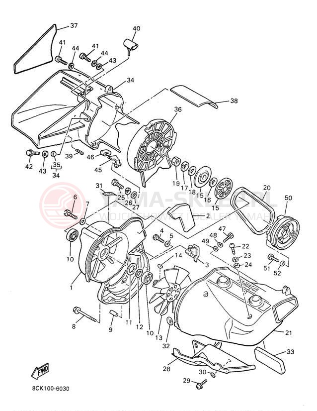 Schemat "Obudowa wentylatora" do Yamaha VENTURE TR VT480TRA