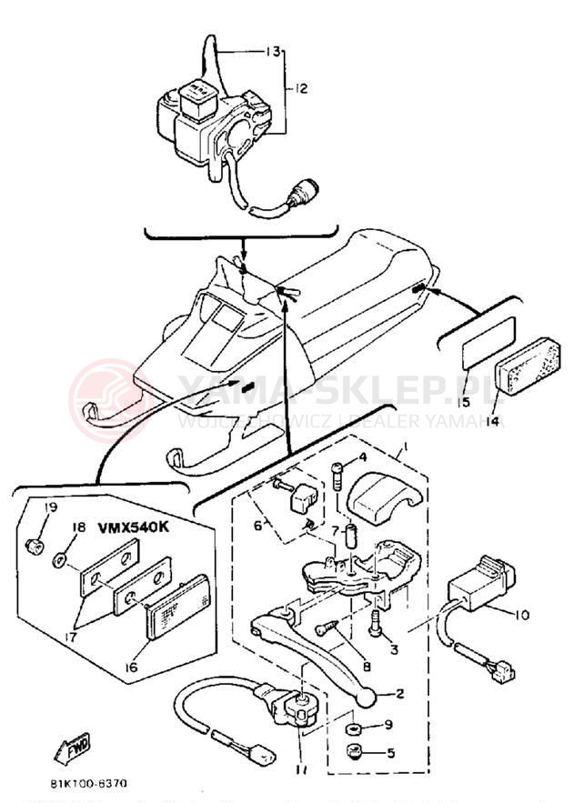 Schemat "układ elektryczny" do Yamaha V-MAX VMX540J