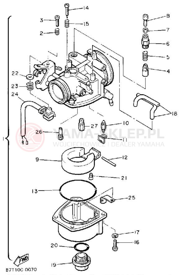 Schemat "Gaźnik" do Yamaha BRAVO LT (LONG TRACK) BR250TT