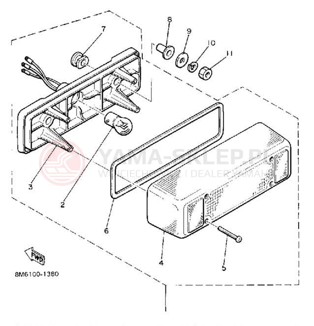 Schemat "lampa tył" do Yamaha SRV SR540L